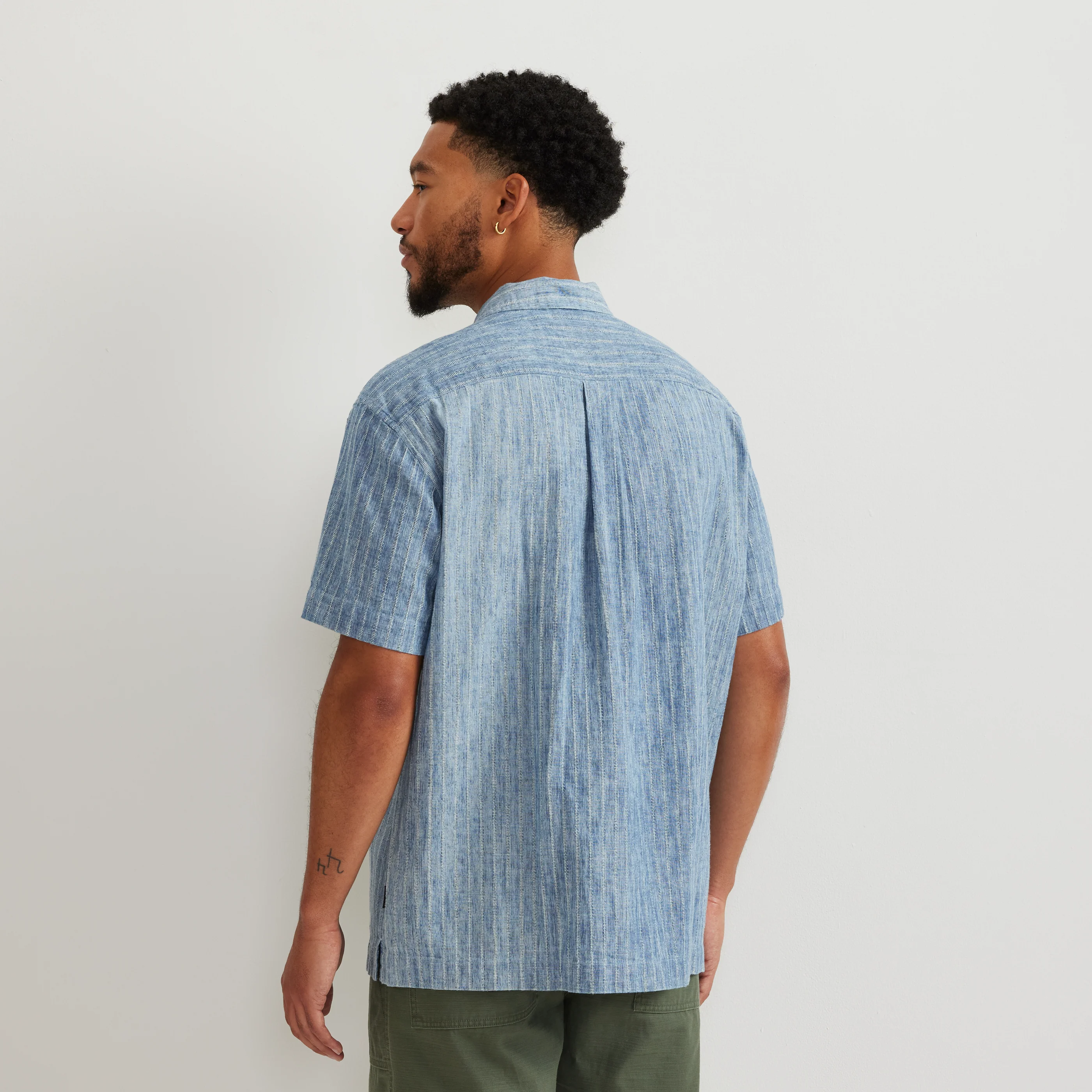 Men's Novelty Camp Shirt- Indigo