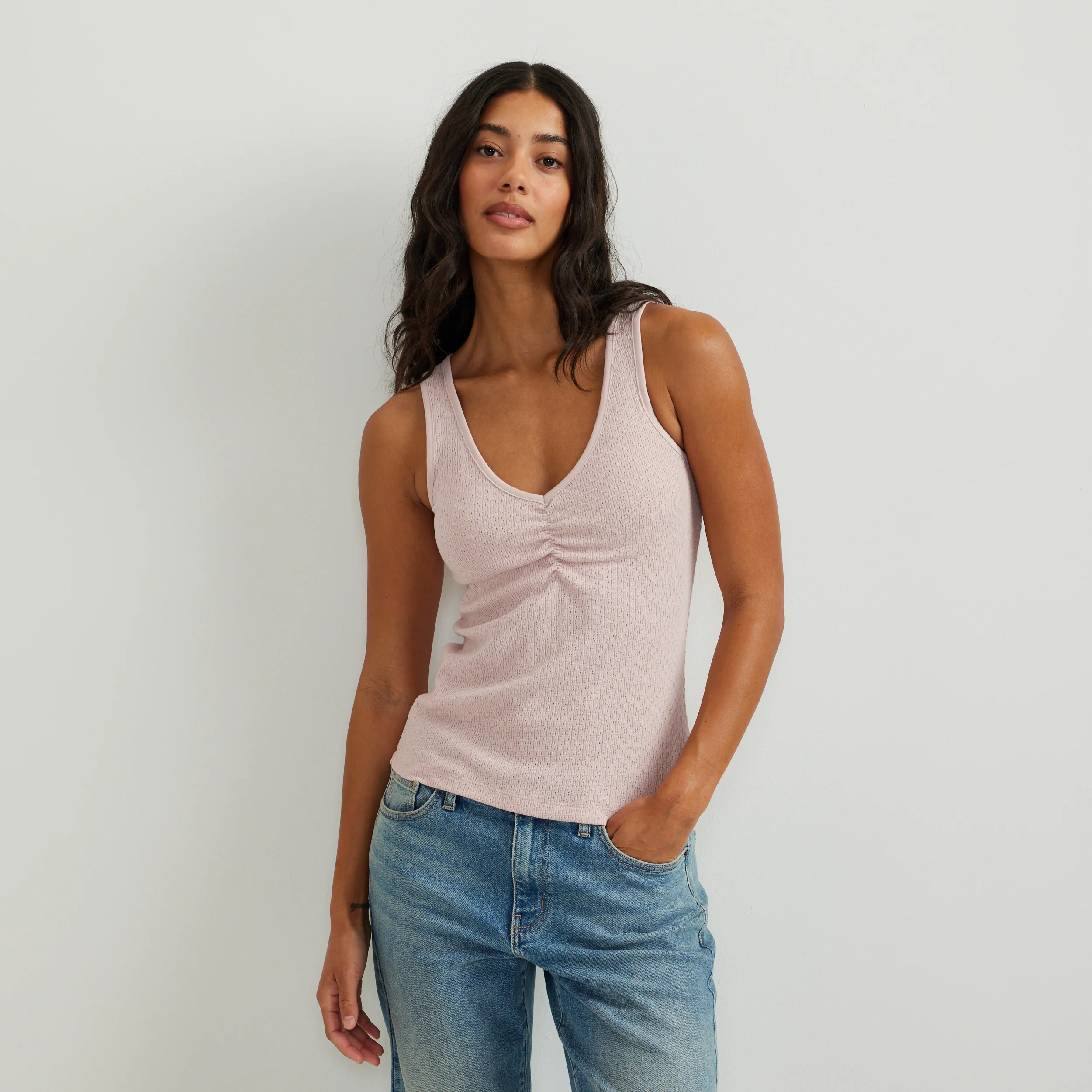 Women's Pointelle Dobby Tank