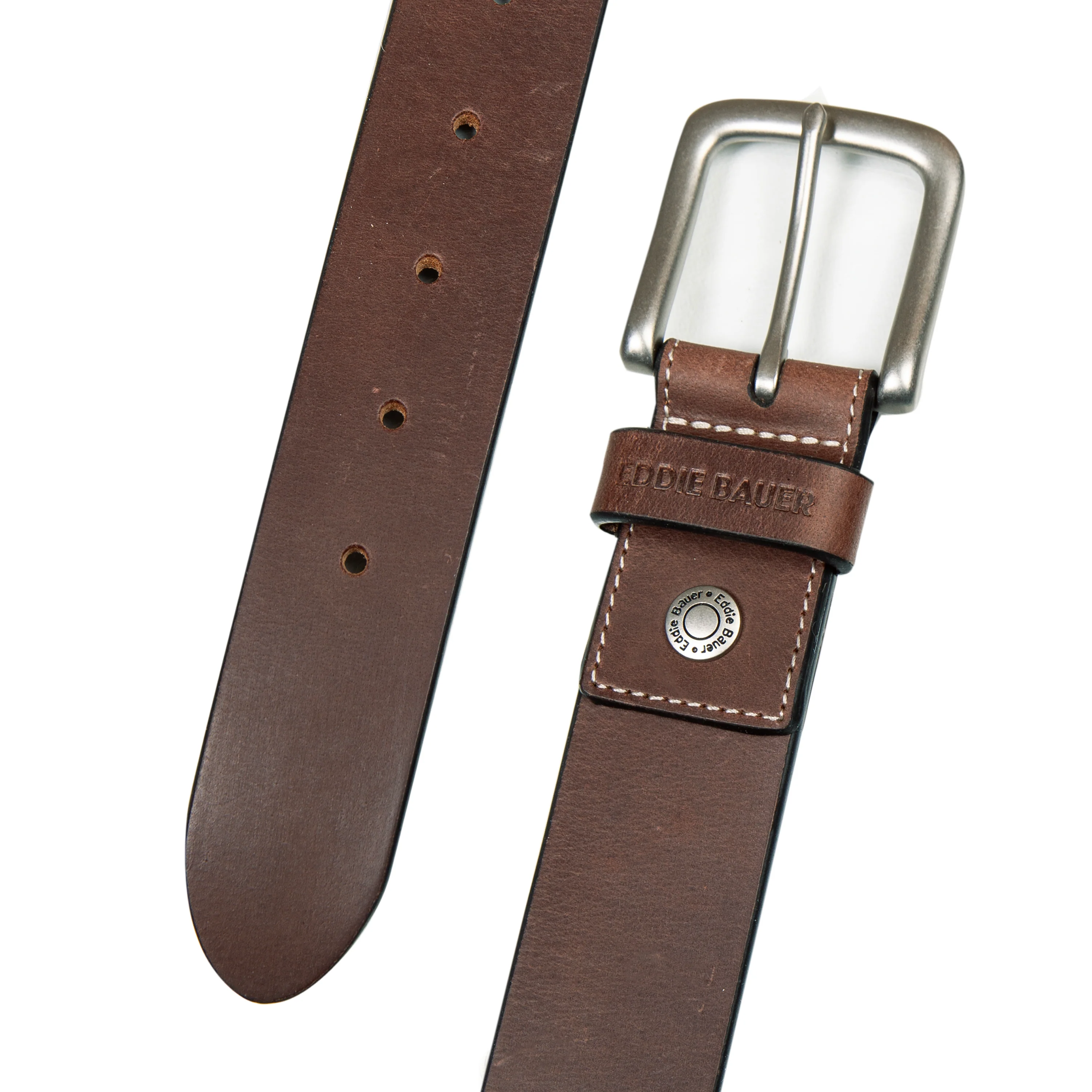 Men's Bridle Leather Belt With Nickel Finish Buckle