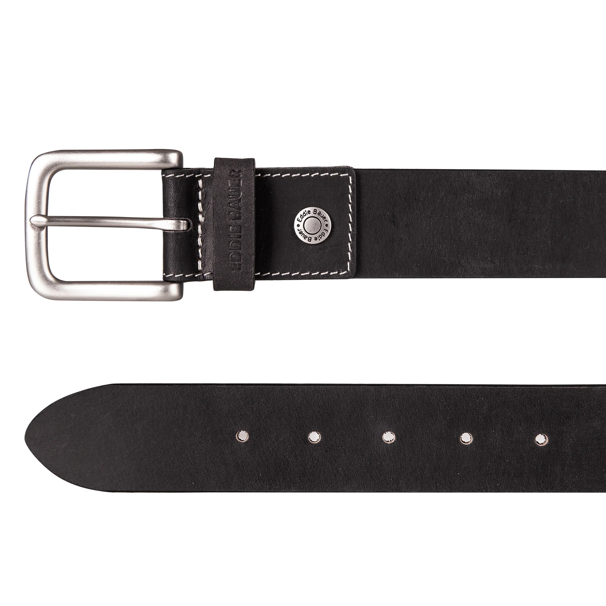 Men's Bridle Leather Belt With Nickel Finish Buckle