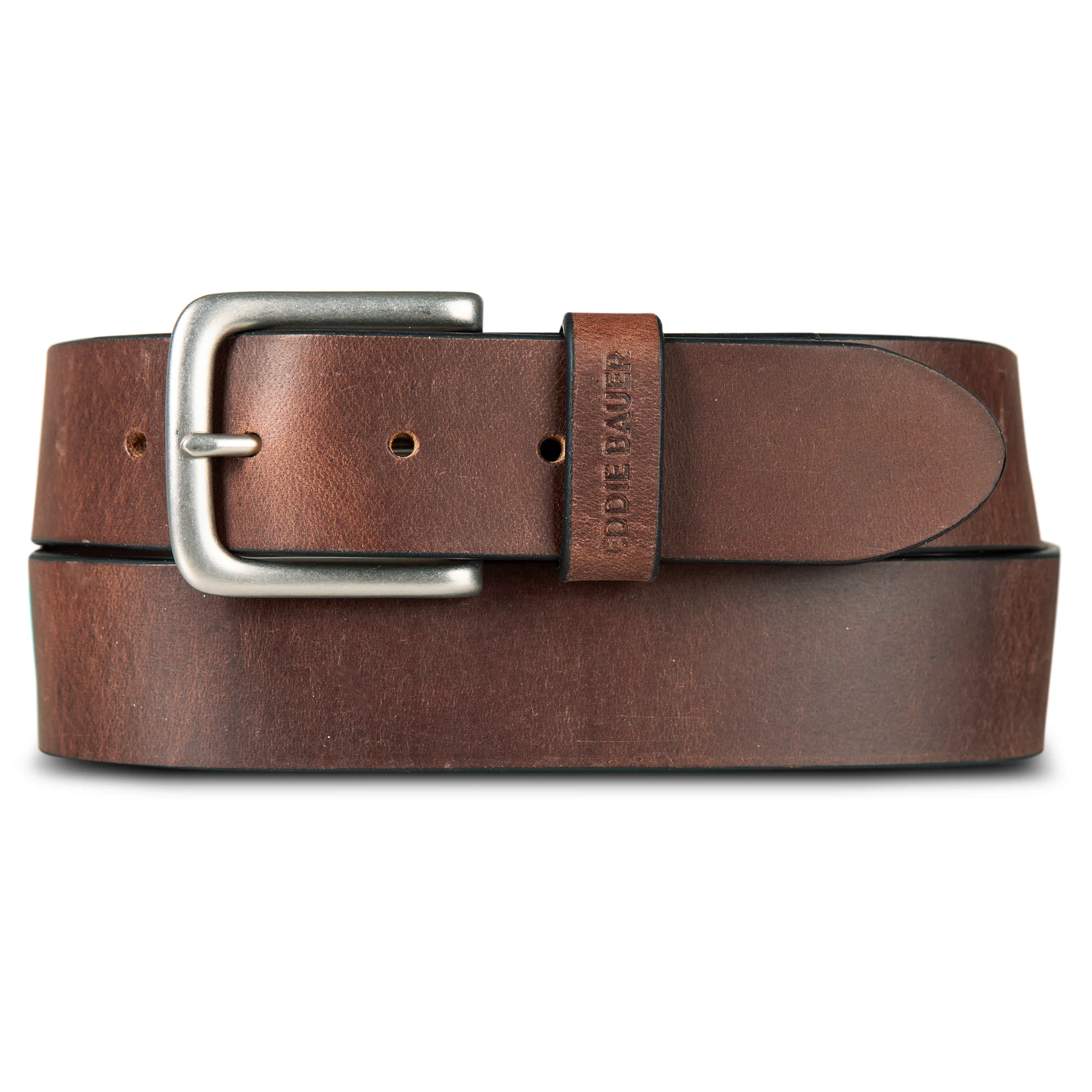 Men's Bridle Leather Belt With Nickel Finish Buckle