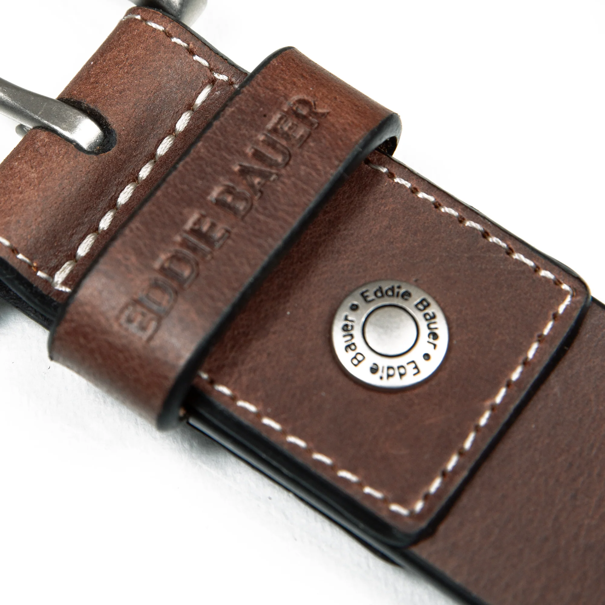 Men's Bridle Leather Belt With Nickel Finish Buckle
