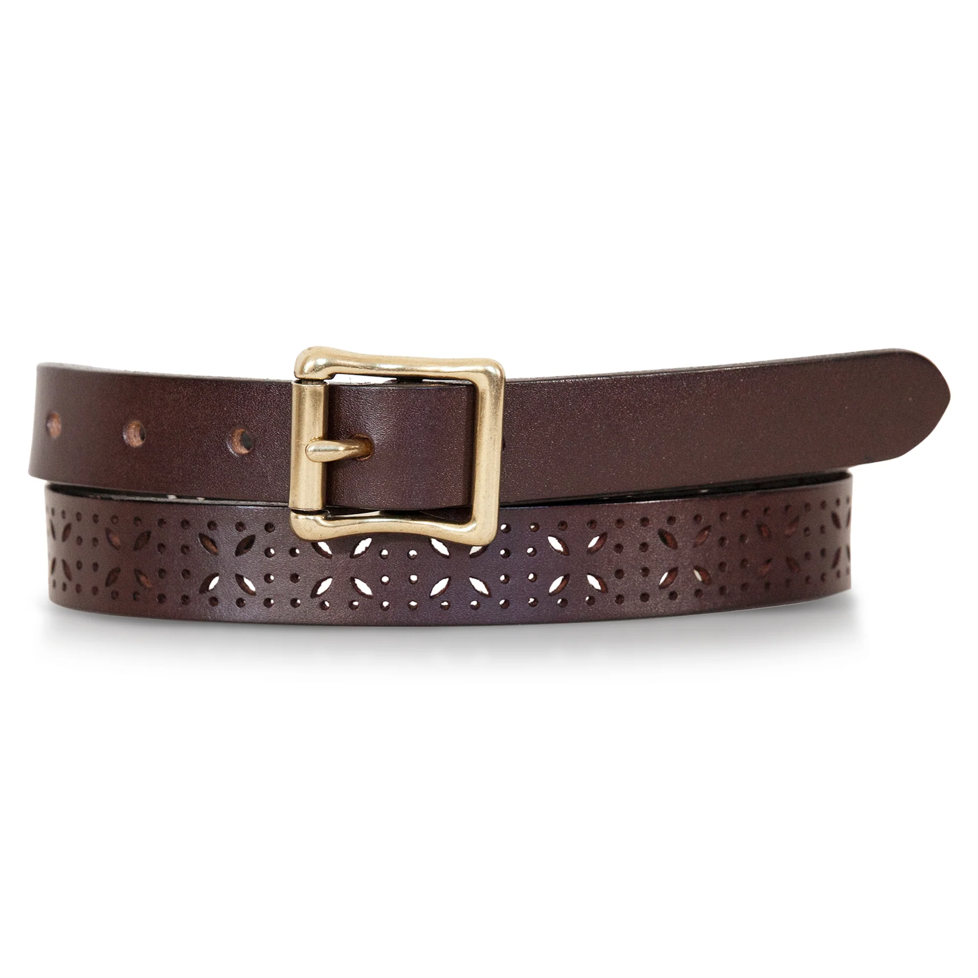 Women's Perforated Pattern Leather Belt