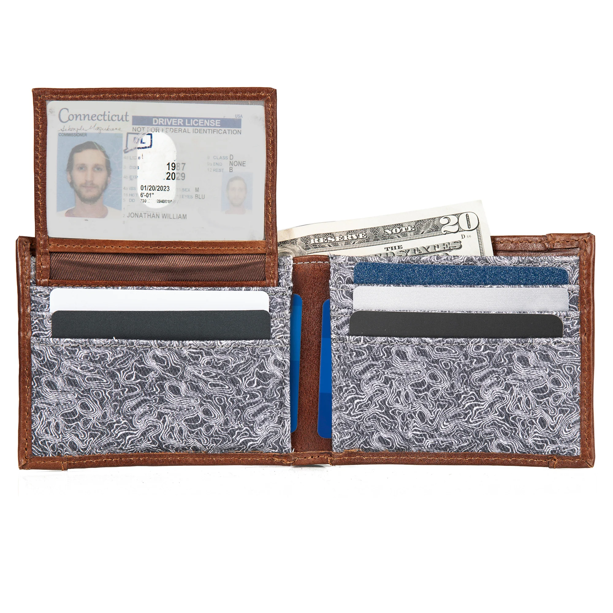 13870-pioneer-leather-and-printed-cotton-canvas-passcase-wallet-4.webp Pioneer Leather And Printed Cotton Canvas Passcase Wallet