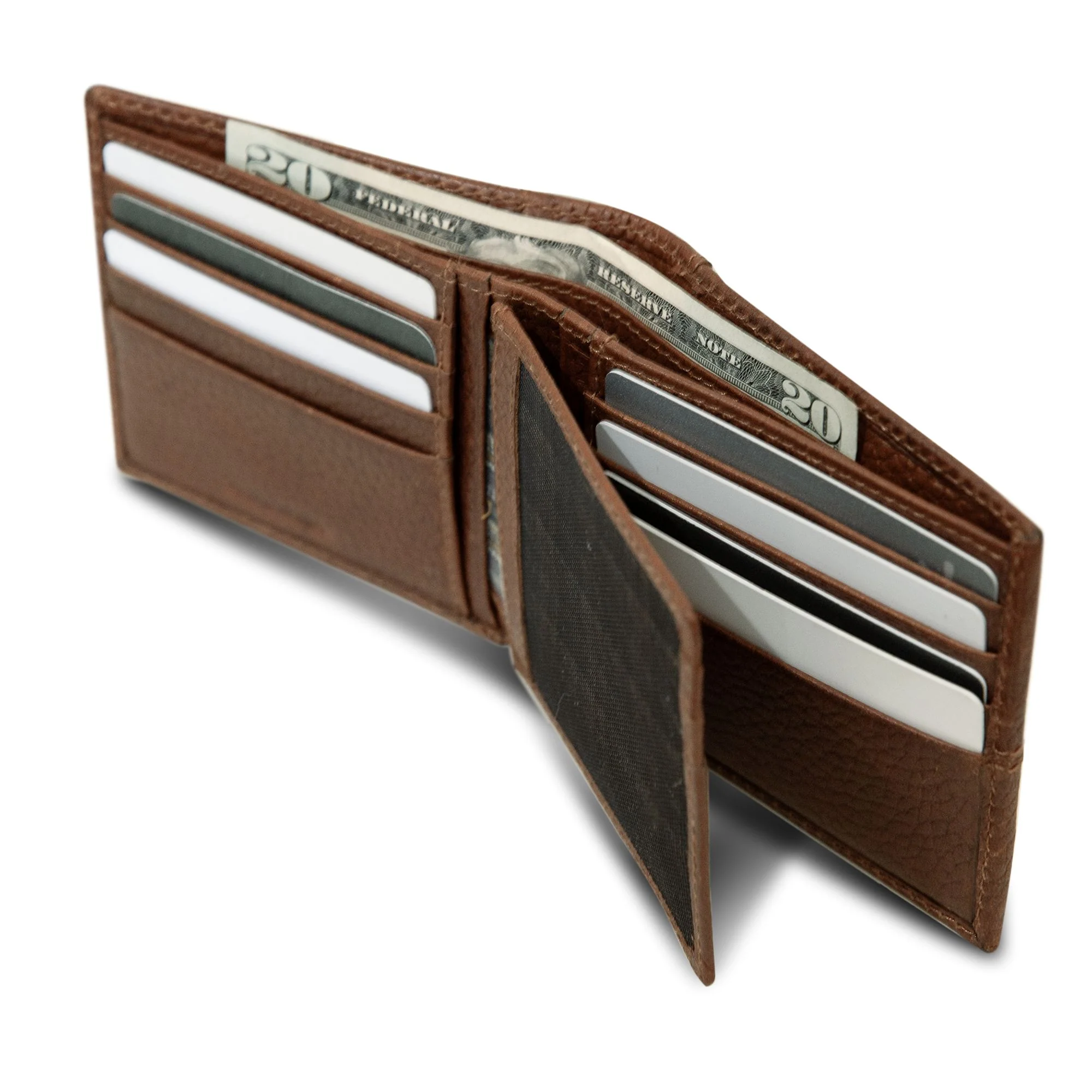 Extra Capacity Rugged Leather Bifold With Flip Id
