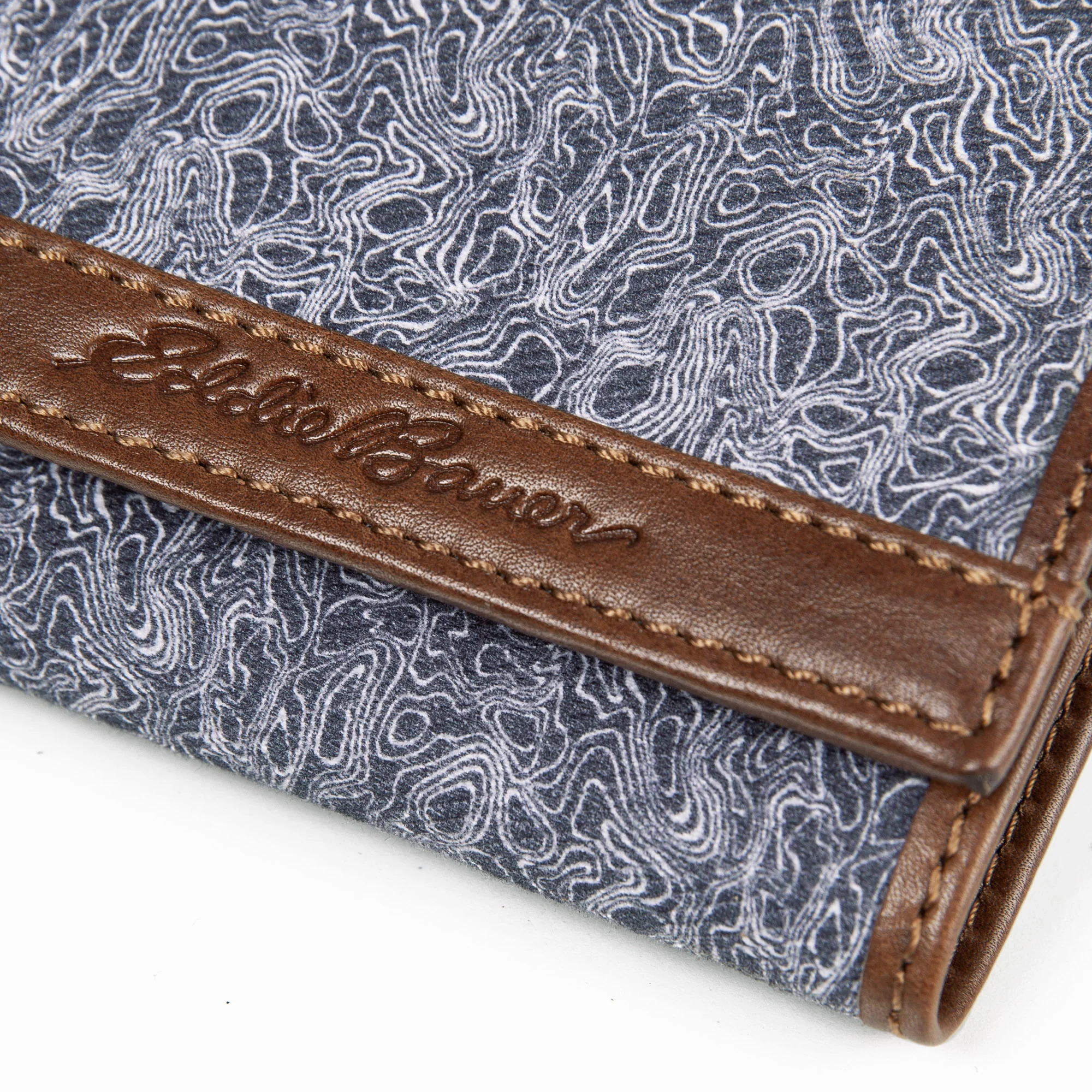 Pioneer Leather And Printed Cotton Canvas Trifold Wallet