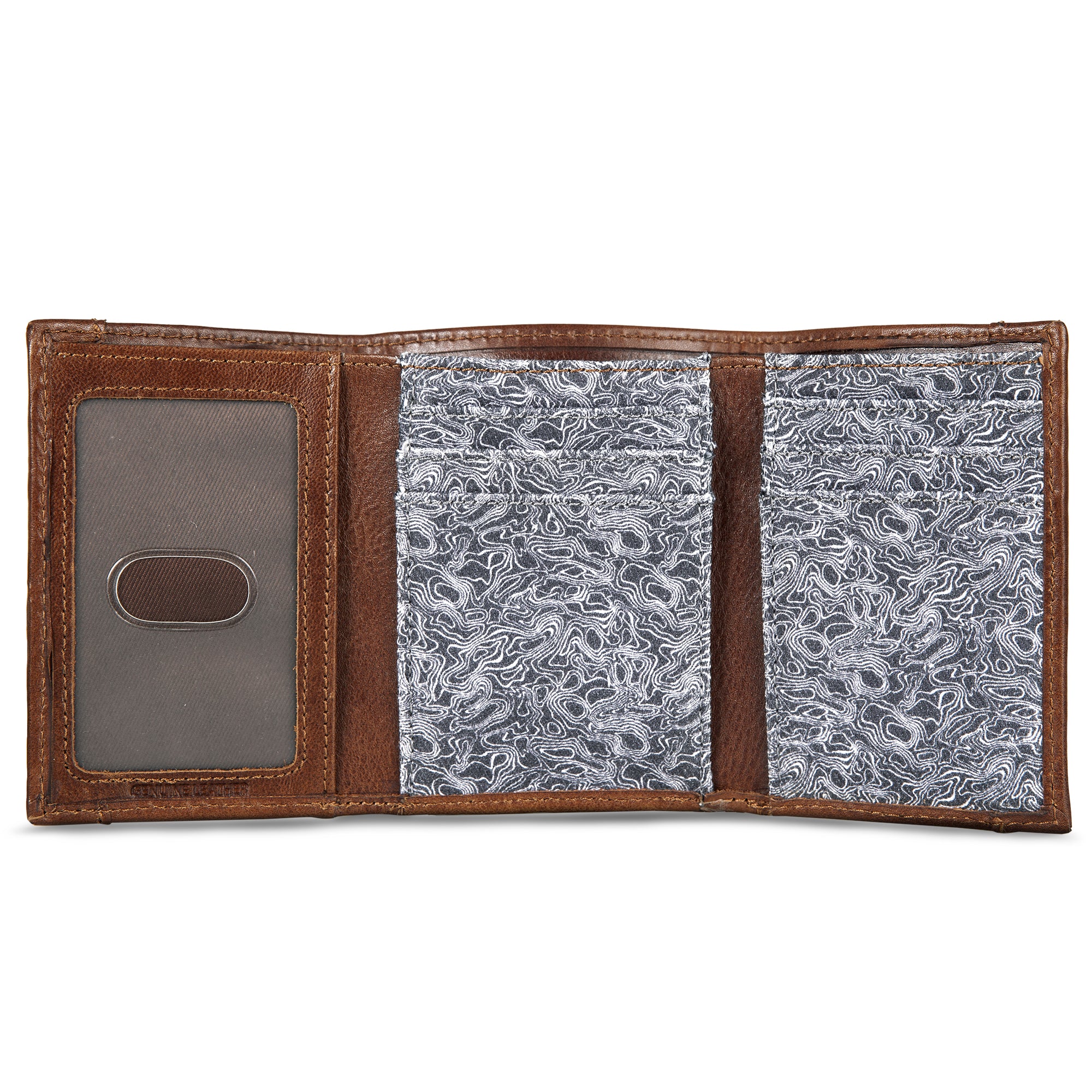 Pioneer Leather And Printed Cotton Canvas Trifold Wallet
