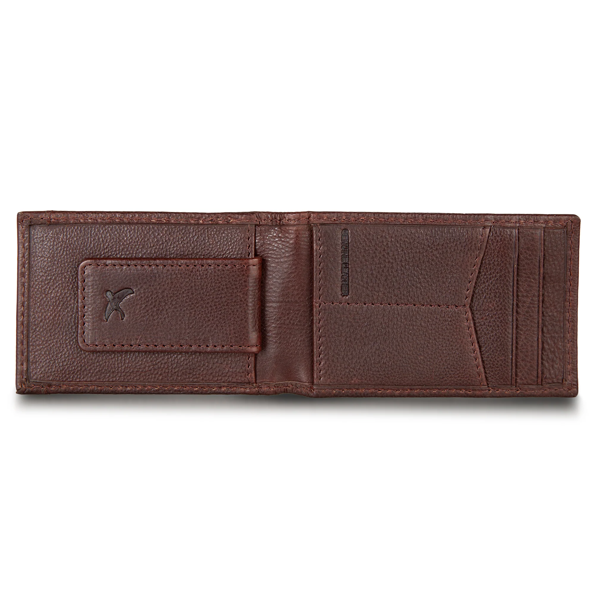 EB Signature Logo Leather Bifold With Money Clip Wallet