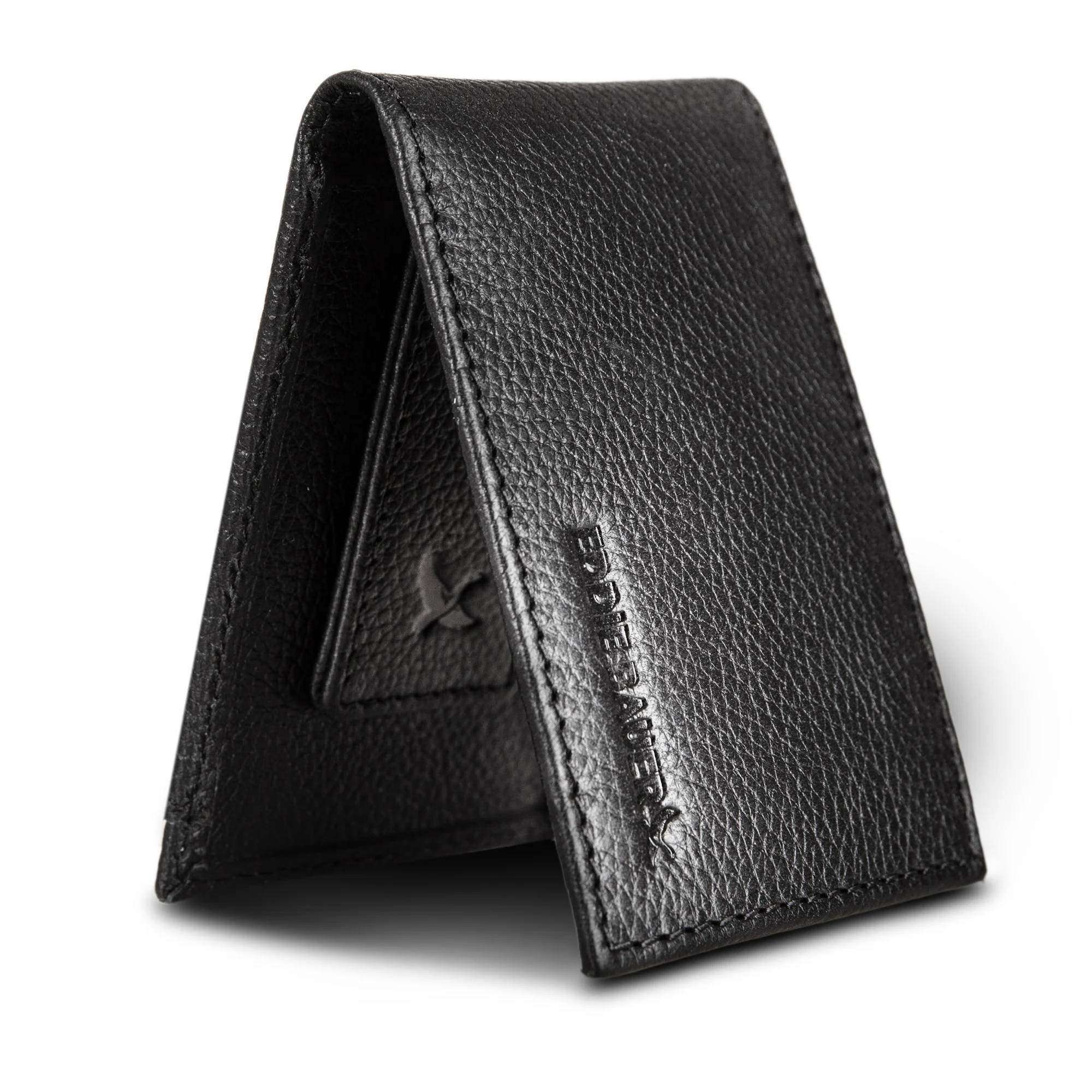 EB Signature Logo Leather Bifold With Money Clip Wallet