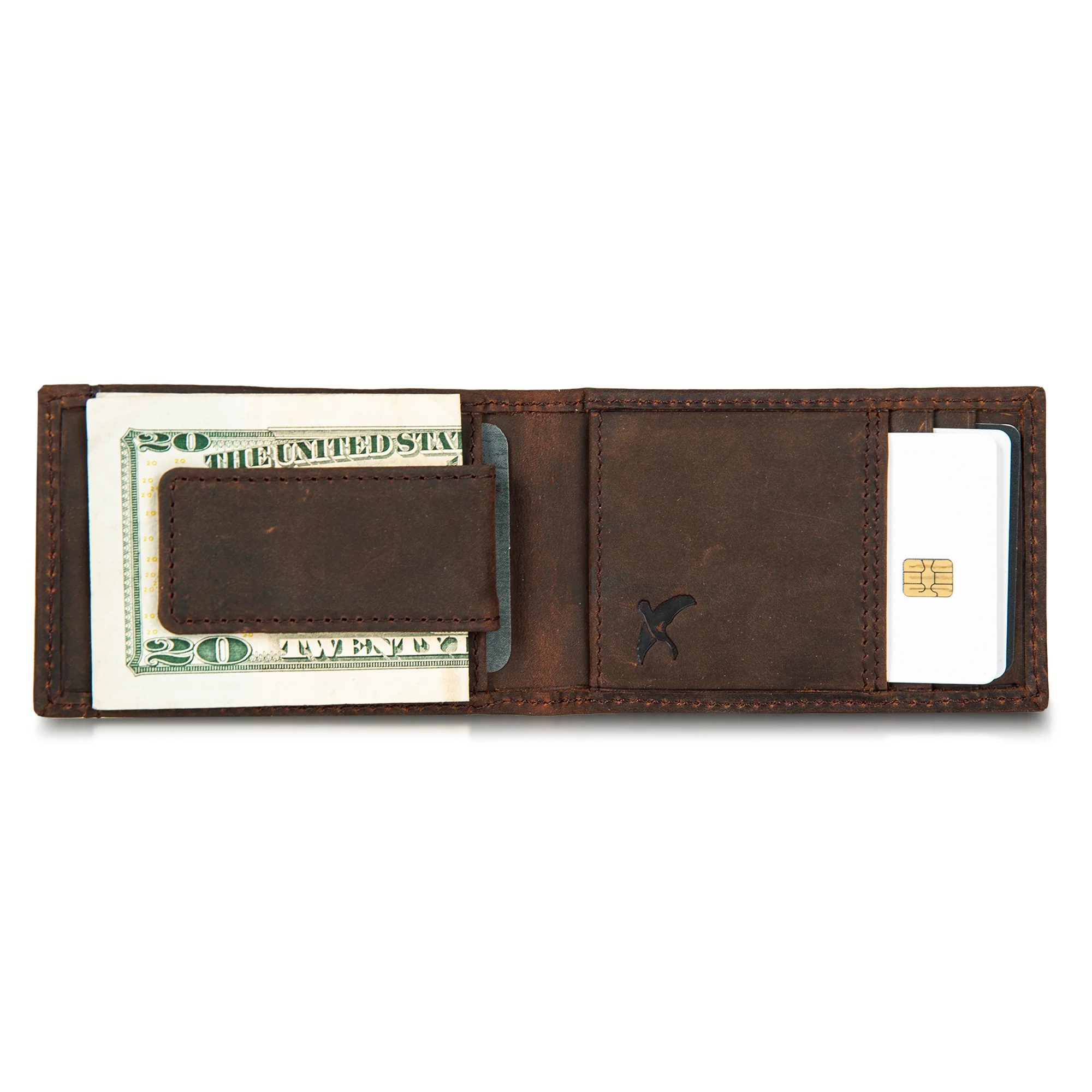 13949-money-clip-bifold-leather-wallet-with-embossed-sasquatch-5.webp Money Clip Bifold Leather Wallet With Embossed Sasquatch