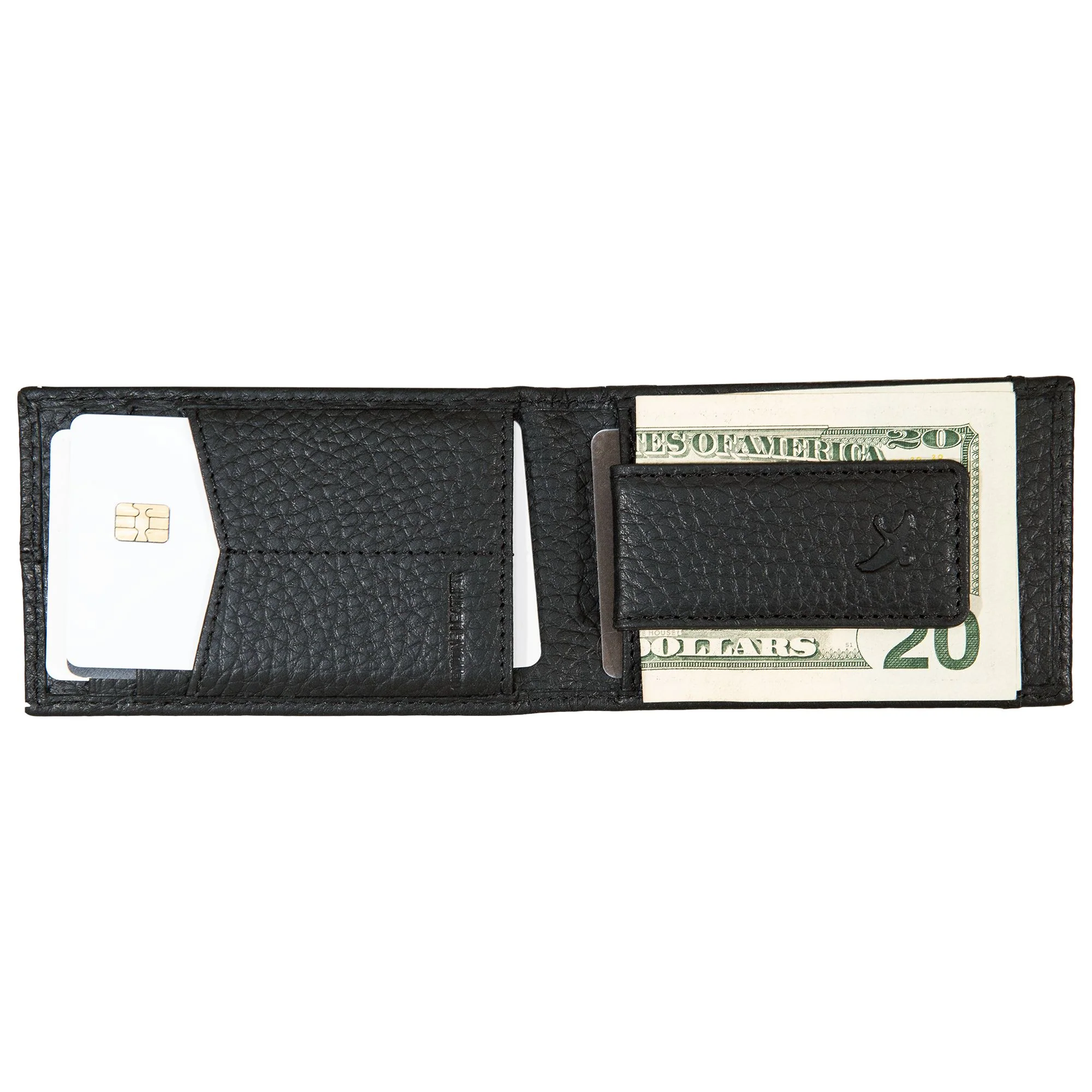 Rugged Leather Money Clip Bifold Wallet