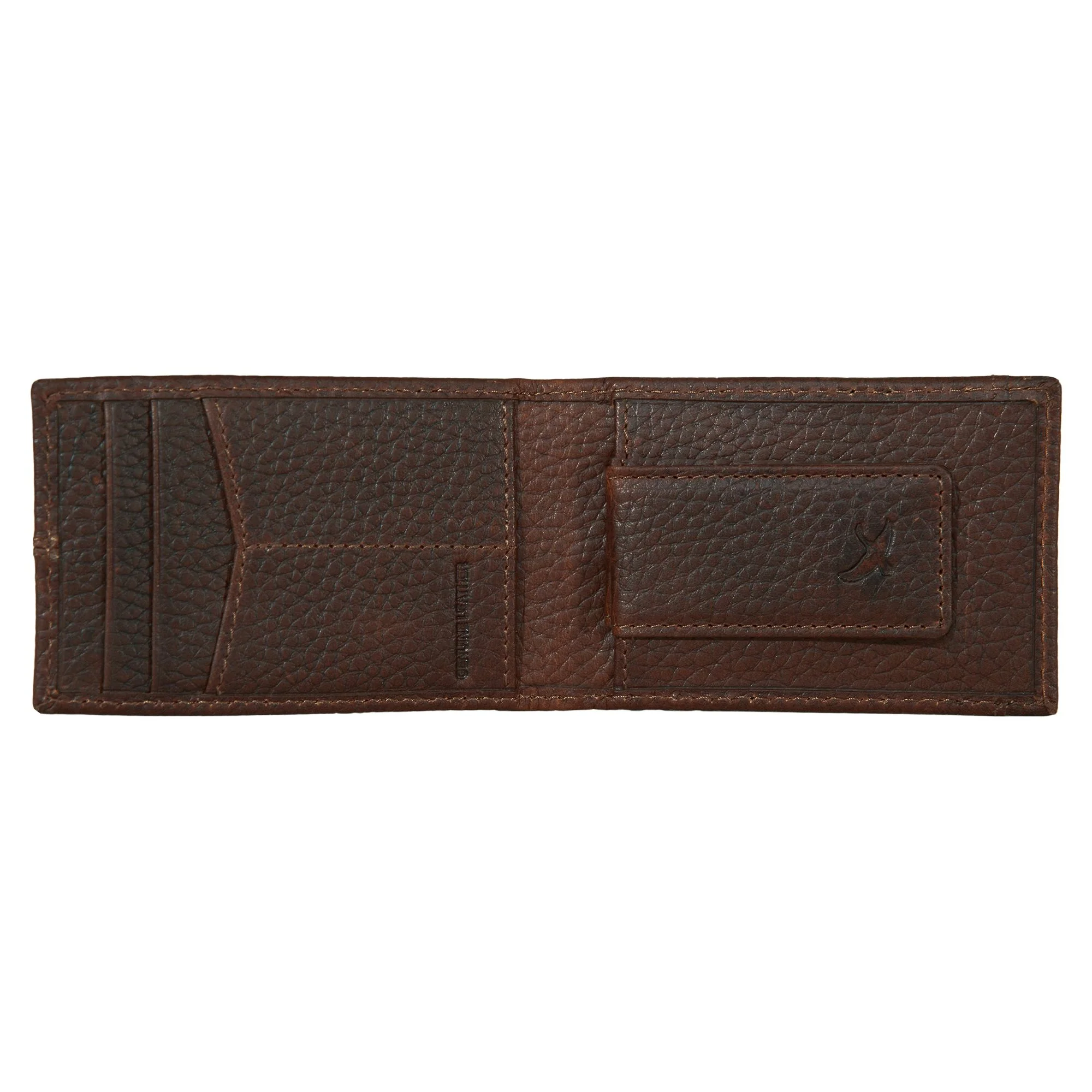 Rugged Leather Money Clip Bifold Wallet