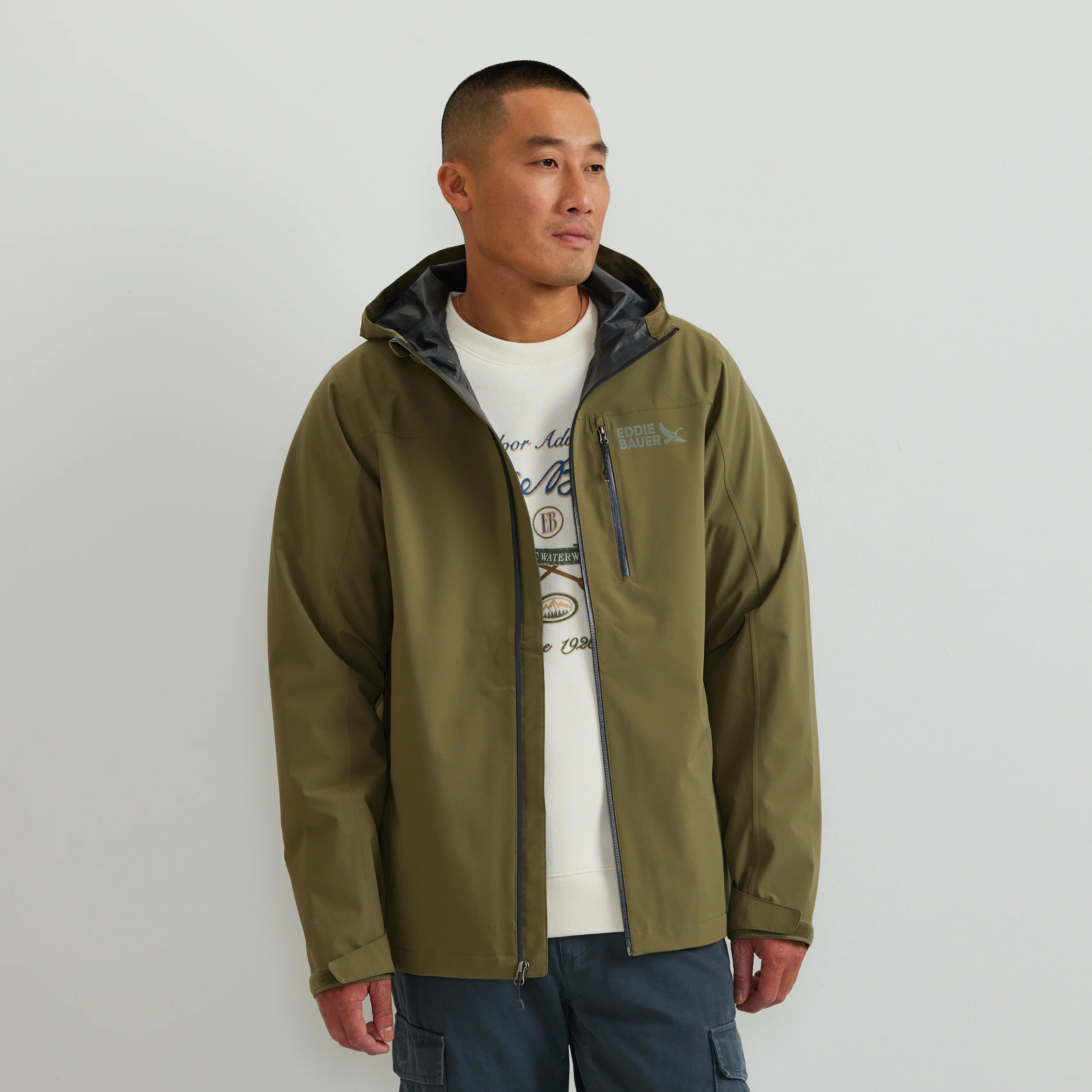 Men's Cloud Cap Waterproof Stretch Hooded Rain Jacket