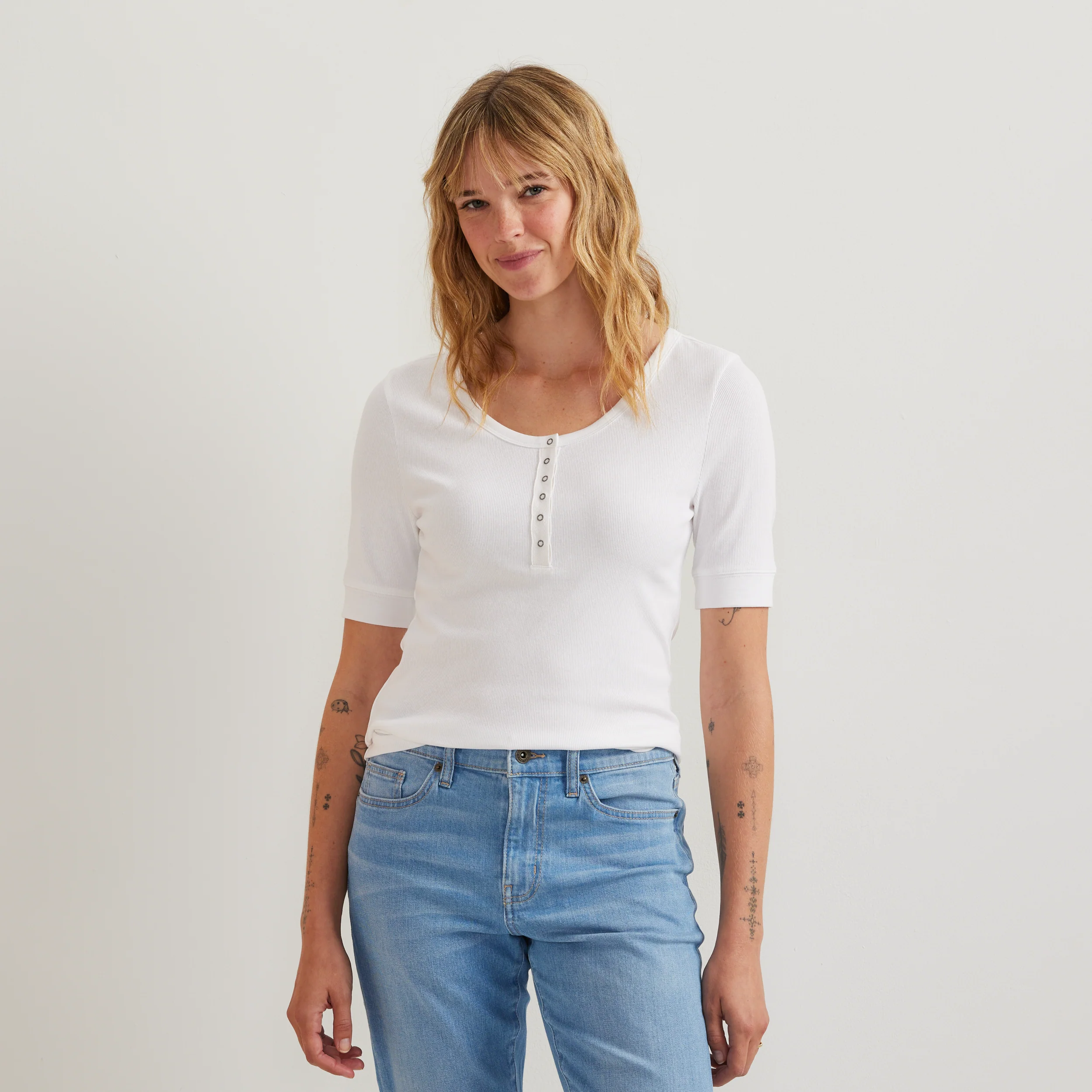 Women's Softline Short-Sleeve Ribbed Henley
