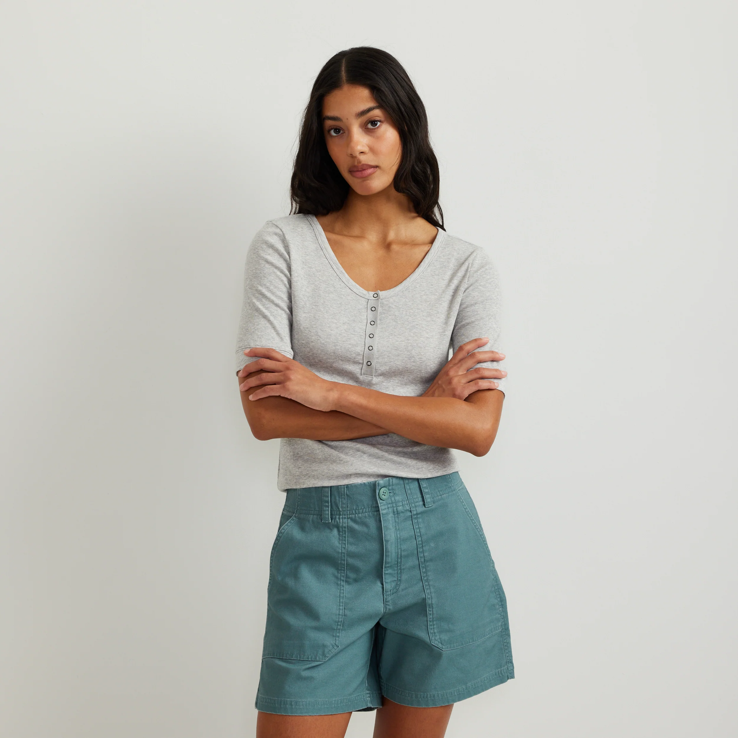 Women's Softline Short-Sleeve Ribbed Henley