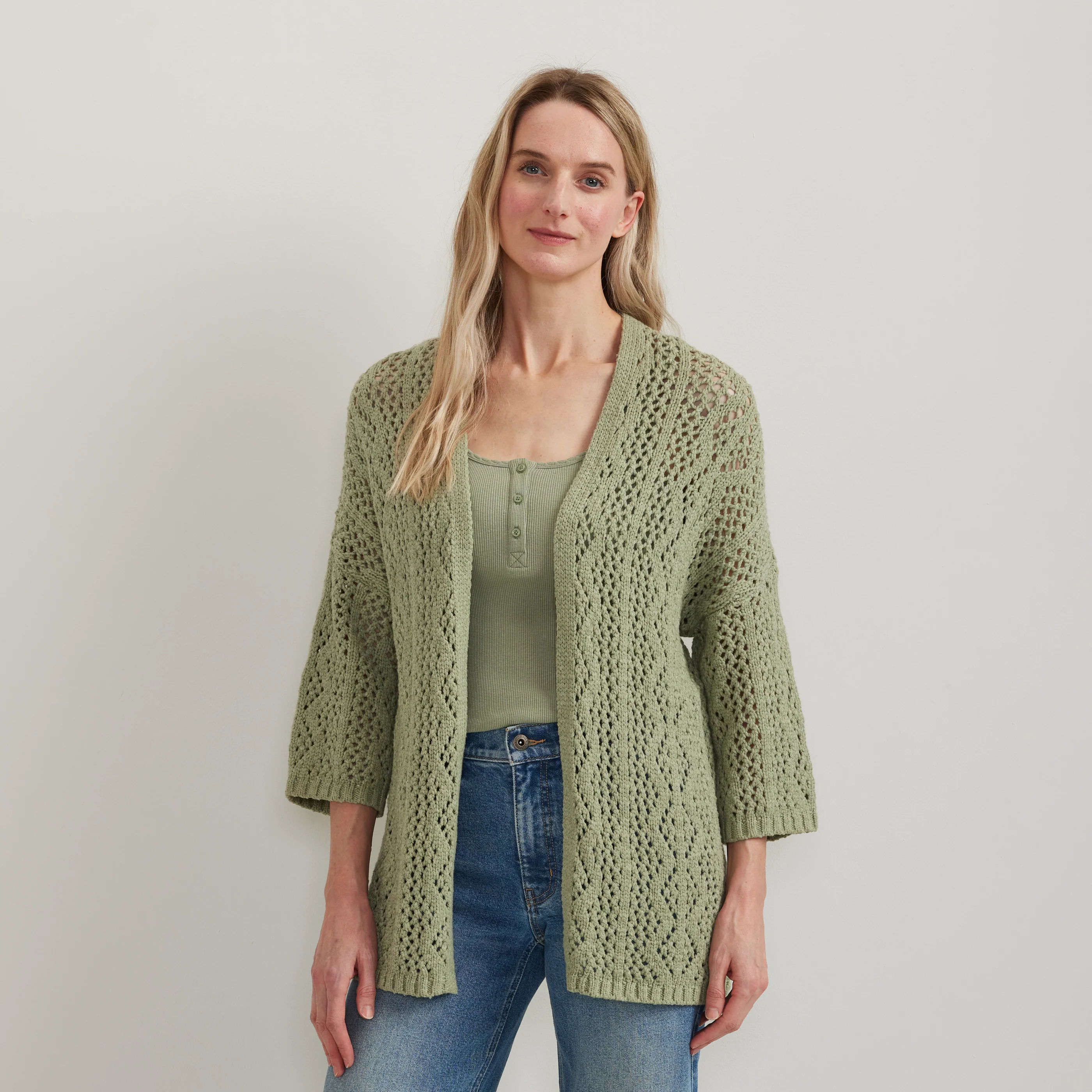 Women's Long Open Stitch Cardigan