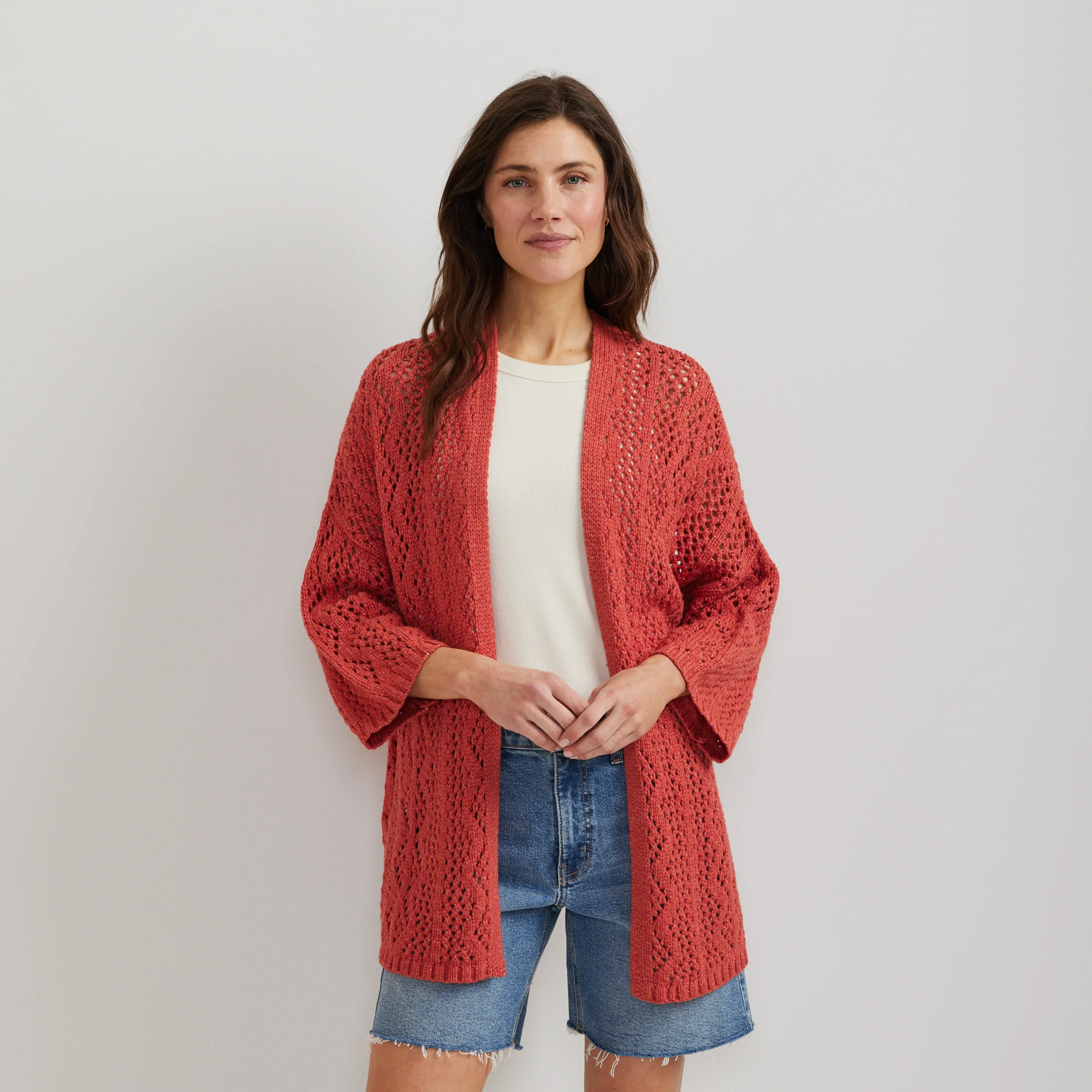 Women's Long Open Stitch Cardigan