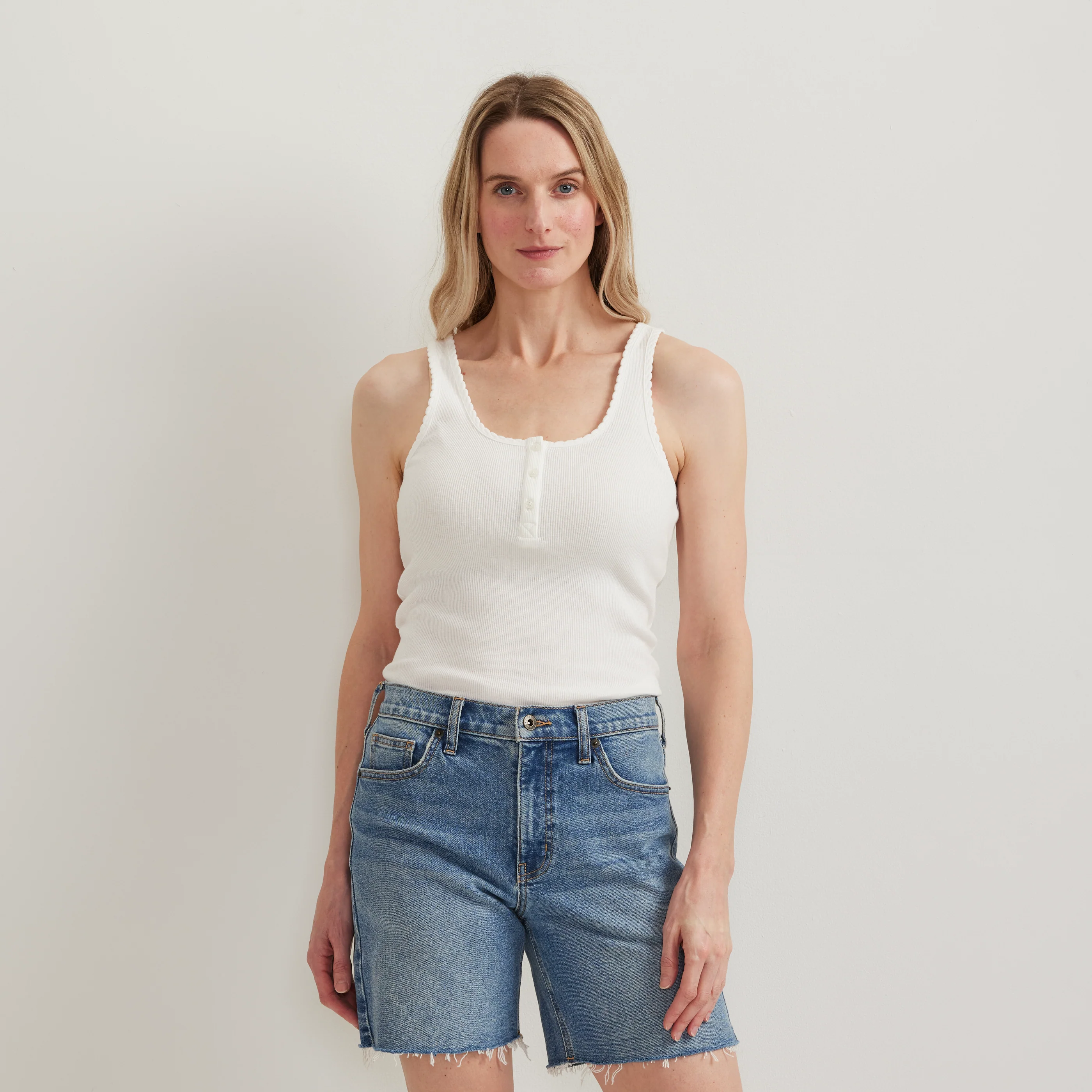 Women's Ribbed Henley Tank