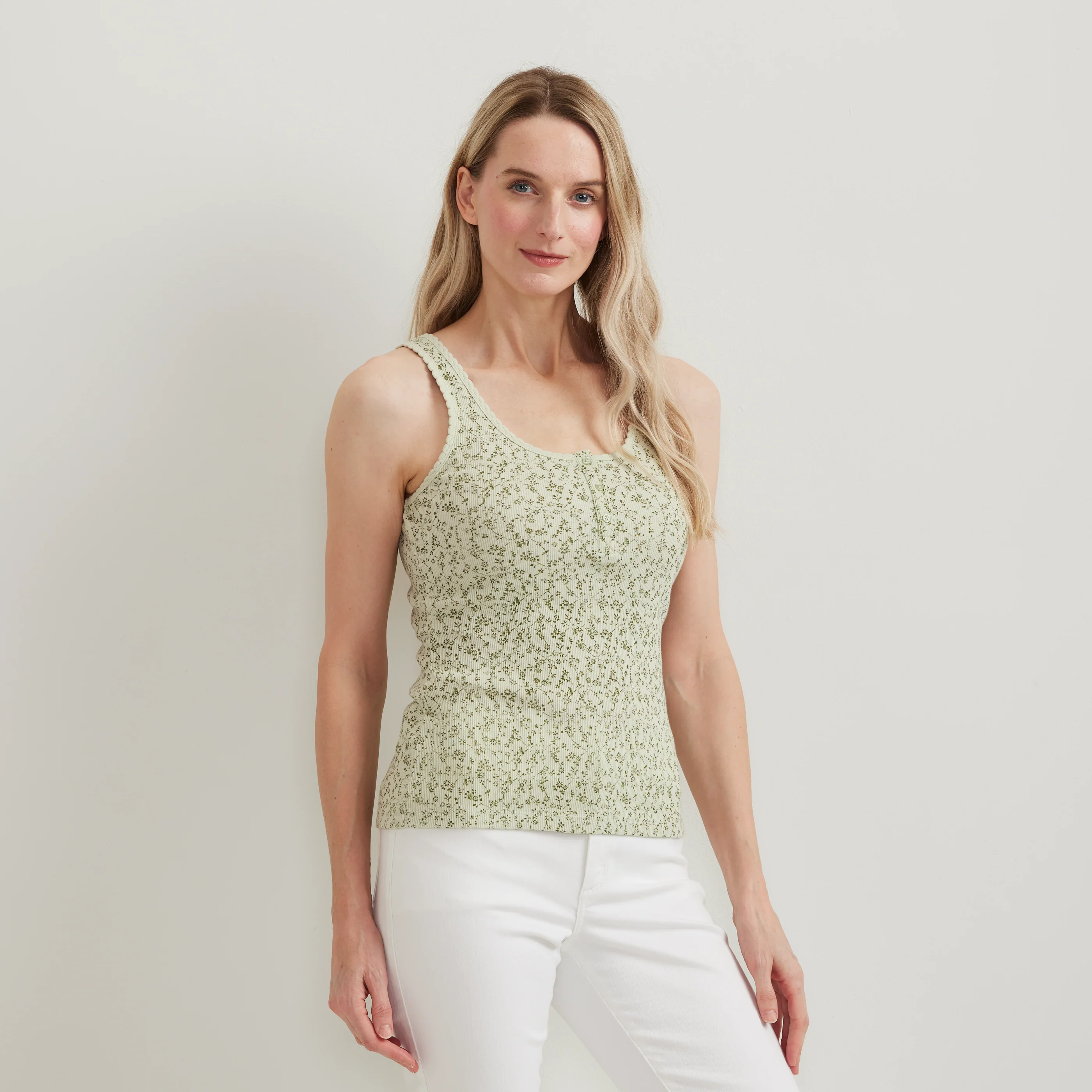 Women's Ribbed Henley Tank