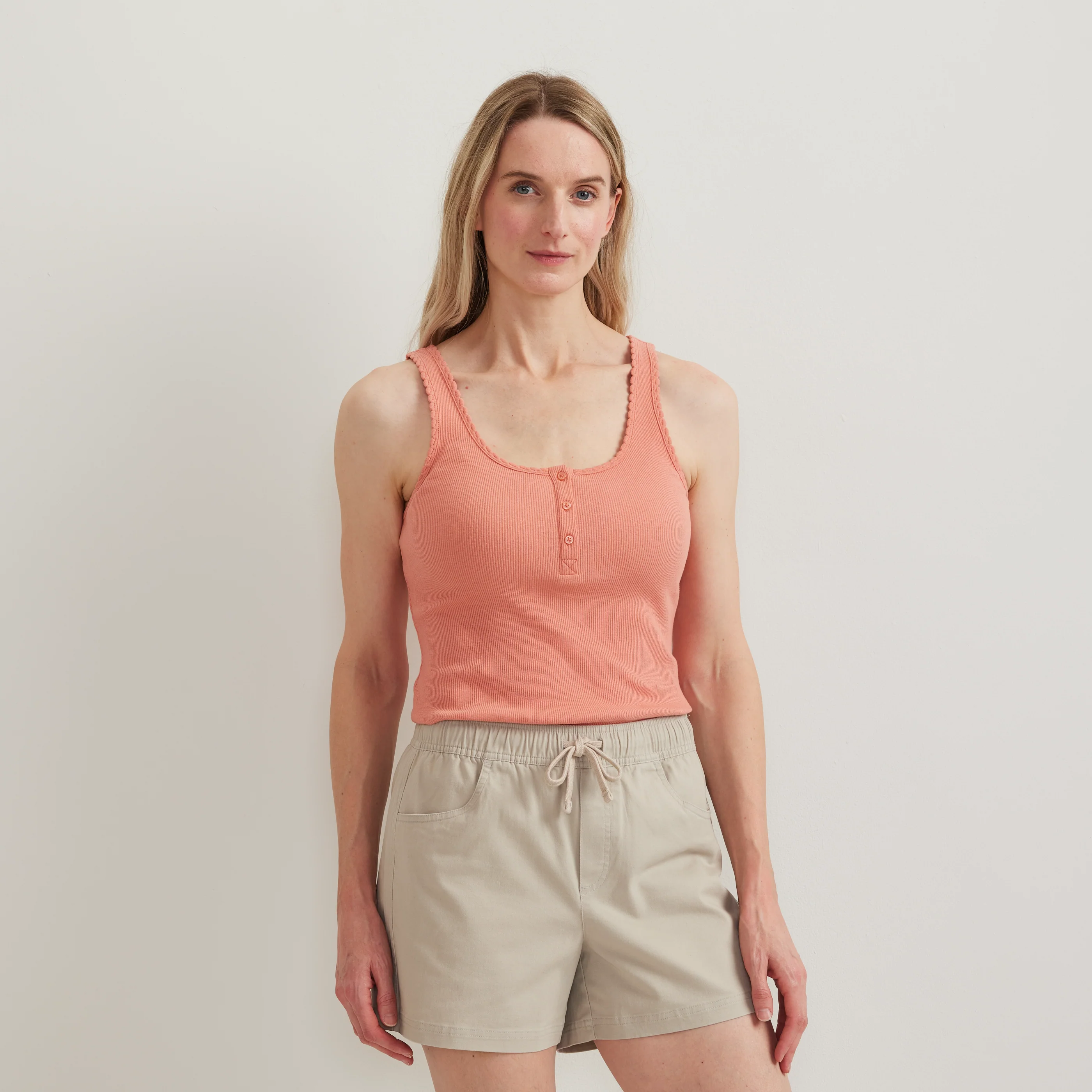 Women's Ribbed Henley Tank