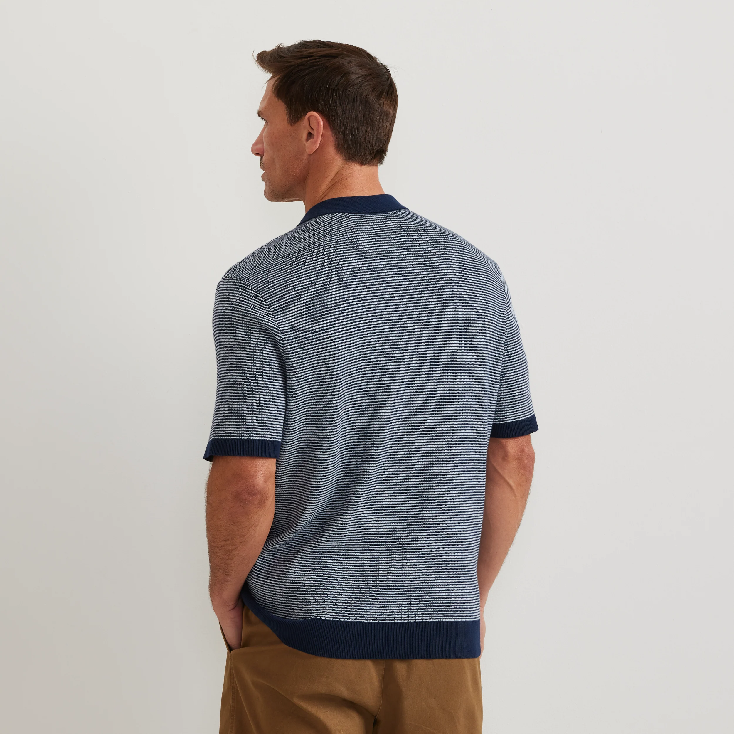 Men's Short Sleeve Novelty Polo Sweater - Stripe