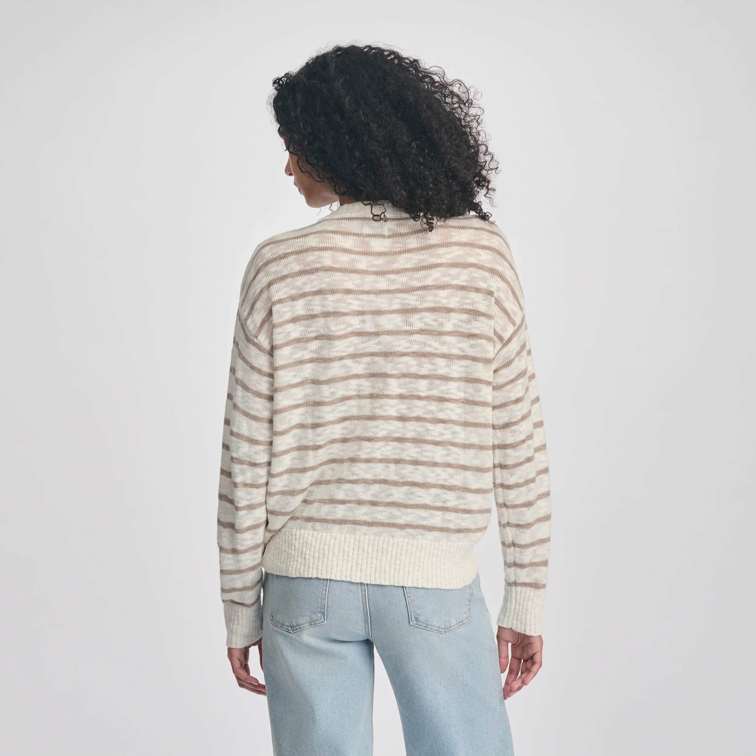 Women's Slub Stripe Crew Neck Sweater