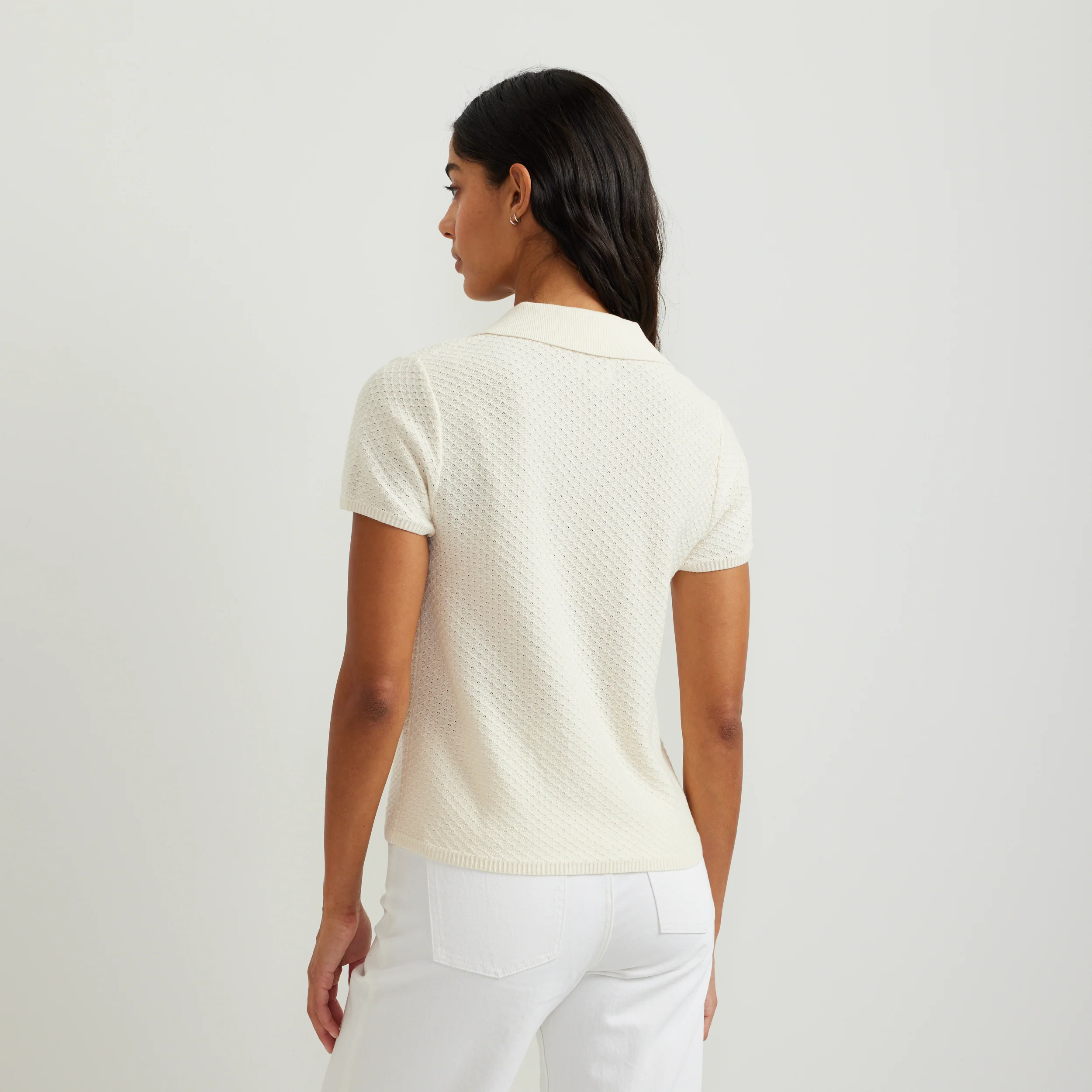 Women's Diamond Stitch Short Sleeve Pullover Sweater