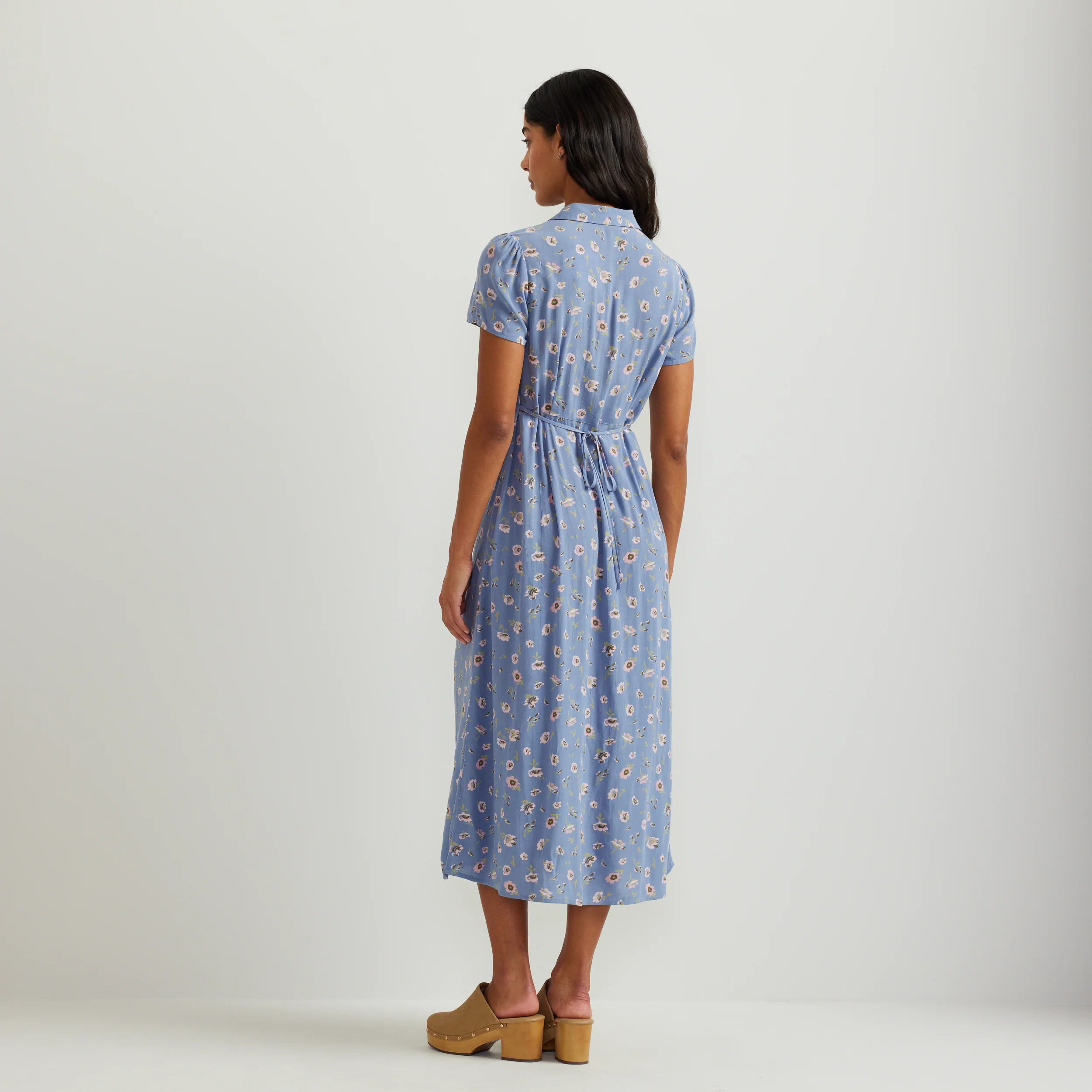 Women's Camp Collar Short-Sleeve Midi Dress