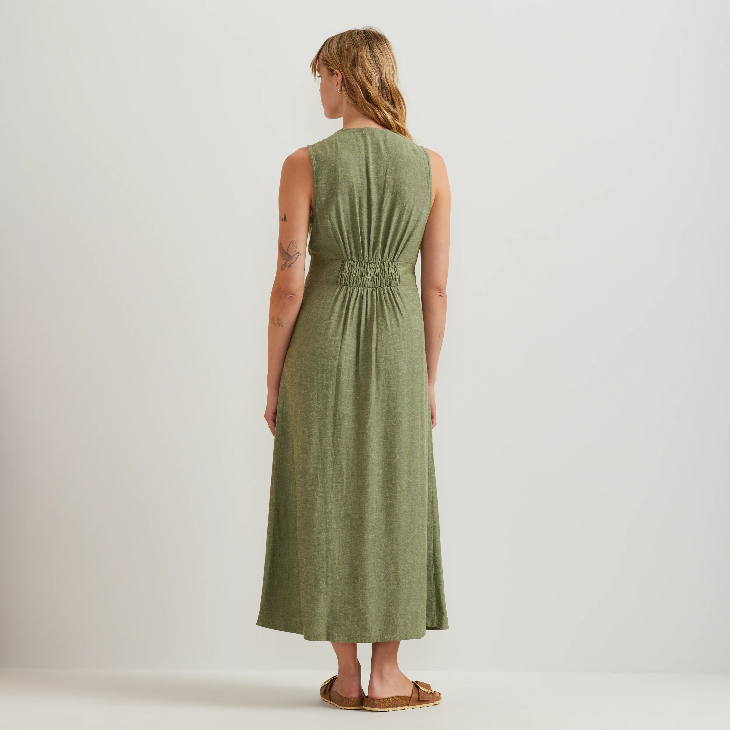Women's Button Front Midi Dress